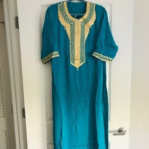 Brand New Moroccan Kaftan - Teal & Gold